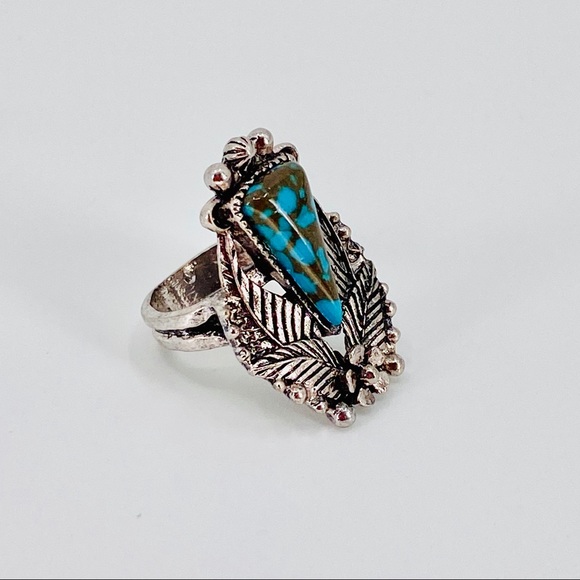 LAST CHANCE Silver Turquoise Boho Ring Sz7 JR02 - Picture 7 of 8